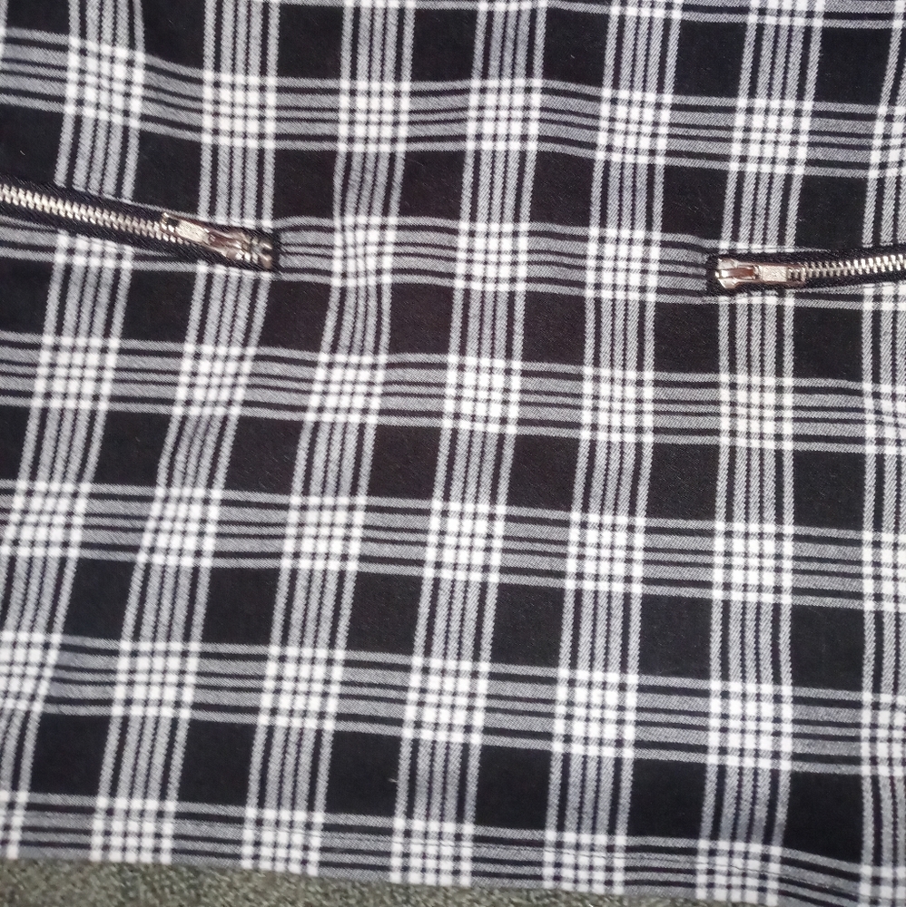 silence + noise Black and White Plaid Mini Skirt